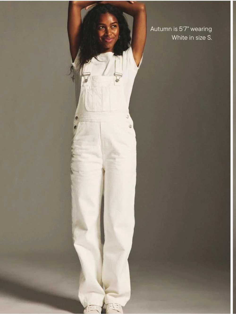 PARKE White Denim Overalls with Relaxed Straight Leg